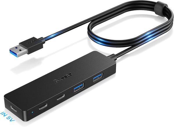 Aceele USB Hub 3.0 Splitter with 2 USB-C and 2 USB-A, 4 Ports