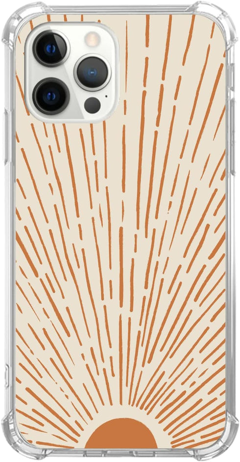 Retro 70s Sun Rays Case for iPhone 13 Pro Max, Vintage Boho Design for Girls Boys -