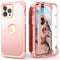 IDweel iPhone 15 Pro Max Case - 3 in 1 Shockproof Hybrid Cover with Screen Protector, Rose Gold, Slim Fit, Heavy Duty.