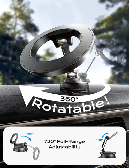 XO Simple is Beauty 360 iPhone16/15/14/13/12 Car Phone Holder for Magsafe,Ultra Magnetic and Strong Suction Adjustable