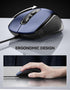 TECKNET USB Wired Mouse, 3600DPI Corded Computer Mouse with 4 Adjustable Levels, 6-Button Ergonomic Mice for Home and