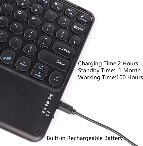 Wireless Bluetooth Keyboard with Touchpad, 10inch Portable Rechargeable Slim Keyboard for iPad/iOS/Android Devices