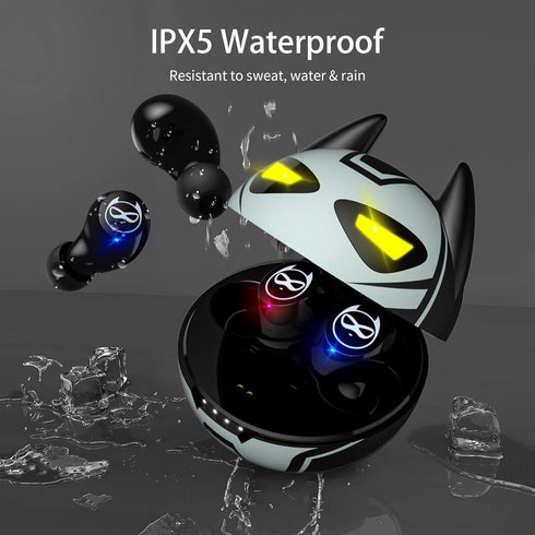 Gray Wireless Bluetooth 5.0 Earbuds, B88-1, IPX5 Waterproof, 36H Playtime, Built-in Mic, LED Display, USB-C, for Kids,