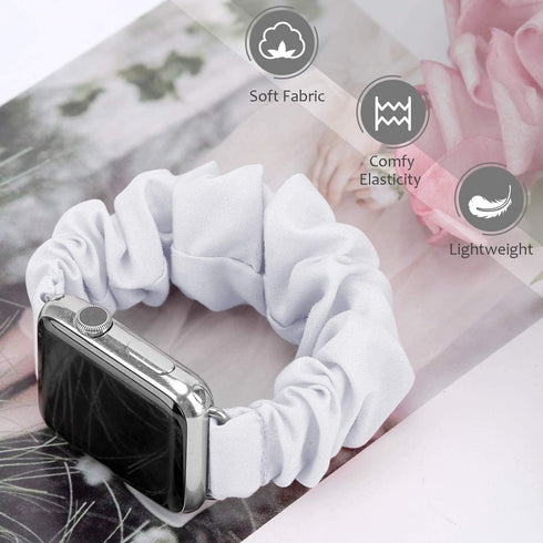 JIELIELE Scrunchie Apple Watch Band 38mm 40mm 41mm 42mm 44mm 45mm 49mm for Women, Cute Elastic Wristbands