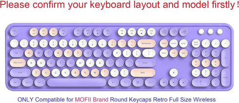 Yuomik Silicone Keyboard Cover Skin Protector Compatible for MOFII Round Keycaps Retro Full Size Wireless Keyboard