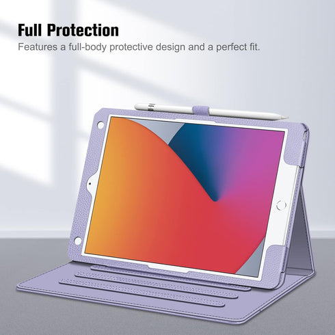 Fintie Case for iPad 9th/8th/7th Generation - Multi-Angle Viewing Stand Cover with Pocket & Pencil Holder, Lilac Purple