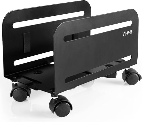 VIVO Computer Mid-Tower Case, CPU Steel Rolling Stand, Adjustable Mobile Cart Holder with