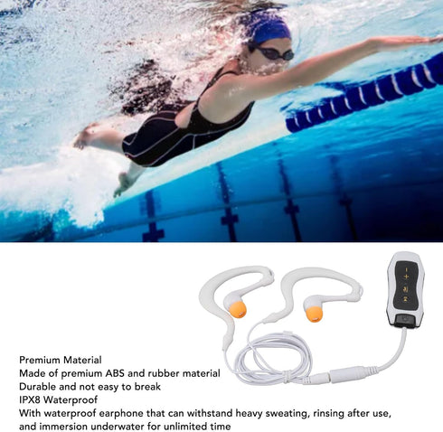 Dpofirs IPX8 MP3 Swimming (8GB) Player, Music Player with Earphones for Surfing Water Sports, Built in Storage