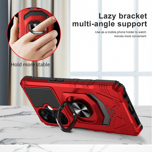 Ailiber for OnePlus Nord N30 Phone Case, OnePlus N30 Case with Tempered Glass Screen Protector, Ring Kickstand for Magnetic Car Mount, Military Grade Shockproof Phone Cover for One+ Nord N30 5G-Red