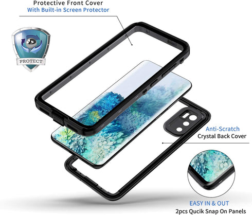 Lanhiem IP68 Waterproof Dustproof Shockproof Case for Samsung Galaxy S20 - Built-in Screen Protector, Heavy Duty Full