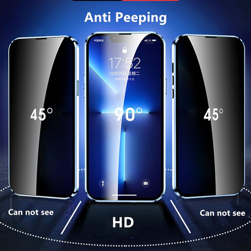 Anti Peeping Case for iPhone 13 Pro Max, Jonwelsy 360 Degree Front and Back Privacy Tempered Glass Cover (Blue)