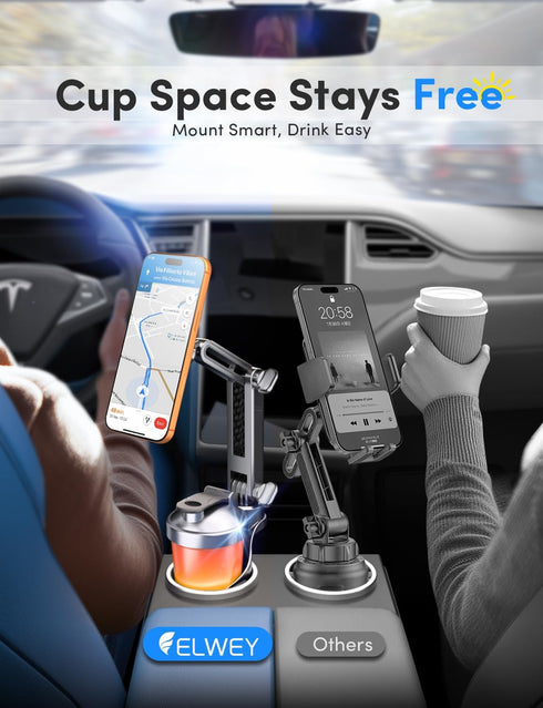 ELWEY 2 1 N55 15" 17 16 15 Cup Holder Phone Holder for Magsafe, Car Phone Holder Magnetic, Upgraded in Cup Holder Phone