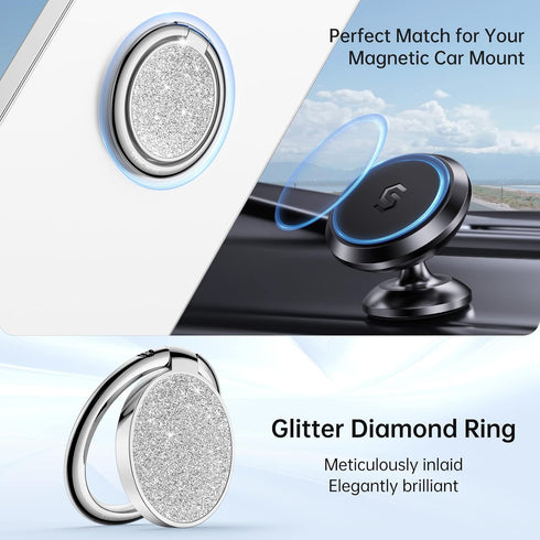 Syncwire Cell Phone Ring Holder Stand, Bling Bling Finger Ring Kickstand for Magnetic Car Mount Compatible with All