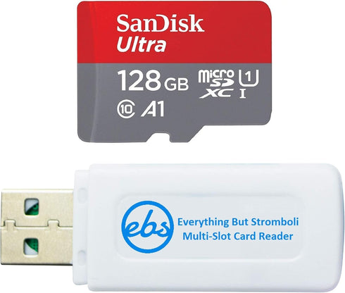 SanDisk Ultra MicroSD 128GB Card for Samsung Galaxy Tablets, Bundle with Everything But Stromboli Reader