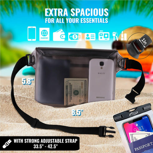 AiRunTech Waterproof Phone Pouch, 2-Piece Set for Beach Vacation, Kayak Boating Cruise Accessories with Phone Lanyard