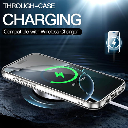 JETech 16 6.3-Inch, Case for iPhone Pro Non-Yellowing Shockproof Phone Bumper Cover, Anti-Scratch Clear Back (Clear)