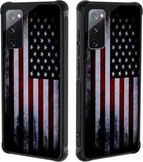 Tnarru Compatible with Samsung Galaxy S20 FE Case, American Flag Pattern Hard PC Back and Soft TPU Sides