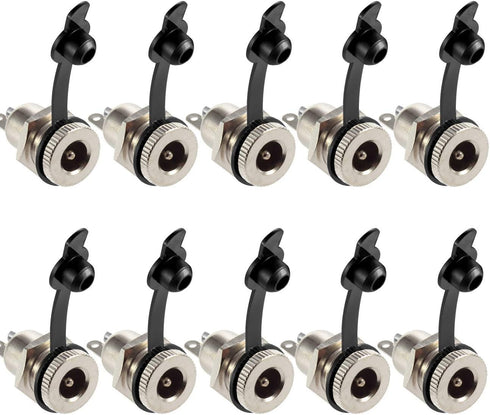 5.5 x 2.1 MM 10A DC Power Jack Cord Socket Threaded Female Mount Connector Adapter with Waterproof Cover