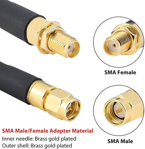 XRDS -RF 35ft SMA Male to Female Coax Cable - Low Loss KMR240 Pure Copper Coaxial Cable for SDR Equipment