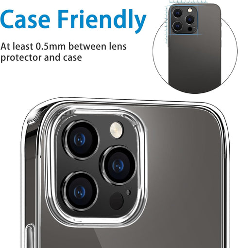 Black Camera Lens Protector for iPhone 15 Pro/Pro Max - Anti-Scratch Tempered Glass, Shockproof, Full Protection.