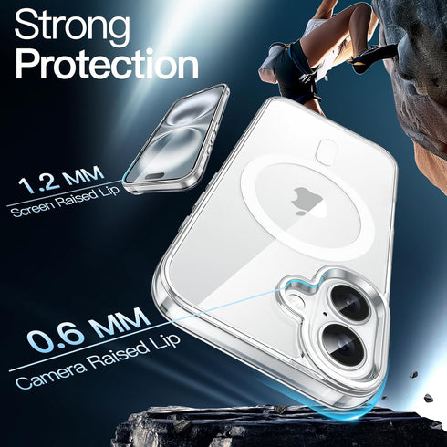 JETech 16 6.1-Inch Magnetic Case for iPhone Compatible with MagSafe, Shockproof Phone Bumper Cover, Anti-Scratch Clear
