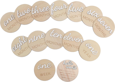 3D Wooden Monthly Milestone Cards, Baby Monthly Milestone Marker Cards, Newborn Memento Milestone to Document Baby's