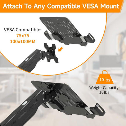 suptek 13 18 inch 75x75/ 100x100 mm 10lbs,Black(TP007) Adjustable to Laptop VESA Arm Mount Tray for Monitor Arms