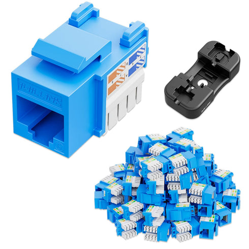iwillink 50-Pack 10Gbps Cat6 Keystone Jack and Punch-Down Stand - RJ45 Ethernet Keystone Jacks, 90-Degree UTP Modular