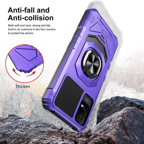 for TCL ION V Case/TCL ION X/TCL 40 Z Case with Screen Protector,TCL ION V Phone Case Magnetic Ring Stand Soft Silicone Bumper Military Grade Protective Cover for TCL IONX T430W/ TCL 40Z T607DL Purple