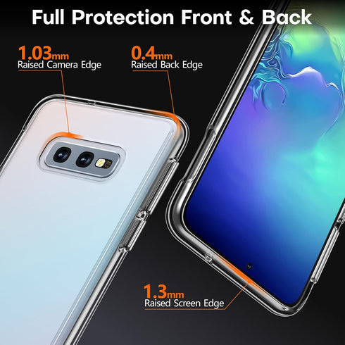 Rayboen Galaxy S10E Case - Slim Shockproof Cover with 2X Soft Screen Protector, Crystal Clear Hybrid Design.