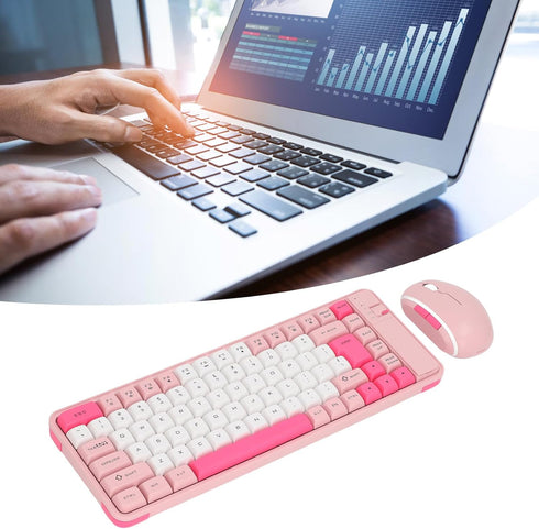 Keyboard and Mouse Combo for Windows, Bluetooth 2.4 GHz Receiver, 84 Keys QWERTY Layout, Adjustable DPI Mouse