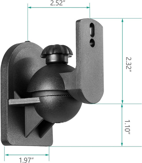 WALI Speaker Wall Mounts, Bookshelf Speaker Wall Mount Brackets, Surround Sound Speaker Mounts, 5 Pack, Black