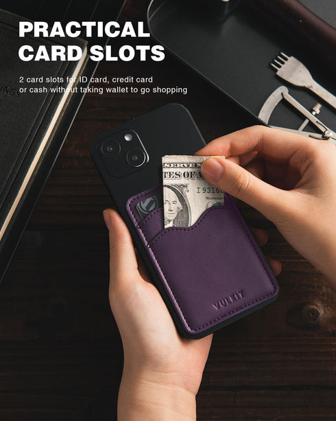 VULKIT Slim Leather Phone Card Holder, Adhesive Pocket, RFID Blocking Credit Card Sleeves Sticker for Smartphone Back
