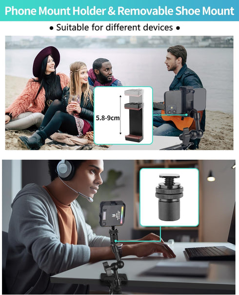 Super Clamp Camera Clamp Mount, 5.5 Inches Magic Arm with 1/4" Thread, Articulating Arm with Clamp, Tripod Camera Mount