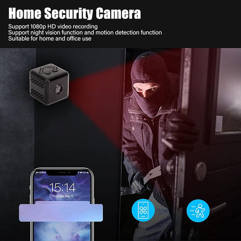 Mini Camera, Home Security Cameras with Night Vision, Motion Detection, 1080p HD Video Recording
