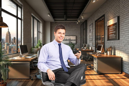 DZLGC 7X5FT Modern Office Backdrop for Video Conference, Home Business Office Meeting Decorations Interior Brick Wall