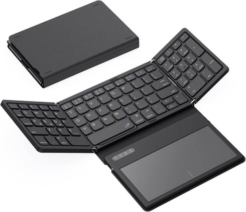 Foldable Bluetooth Keyboard, Portable Full Size with Touchpad, Wireless Travel Keyboard for Windows, iOS, Android