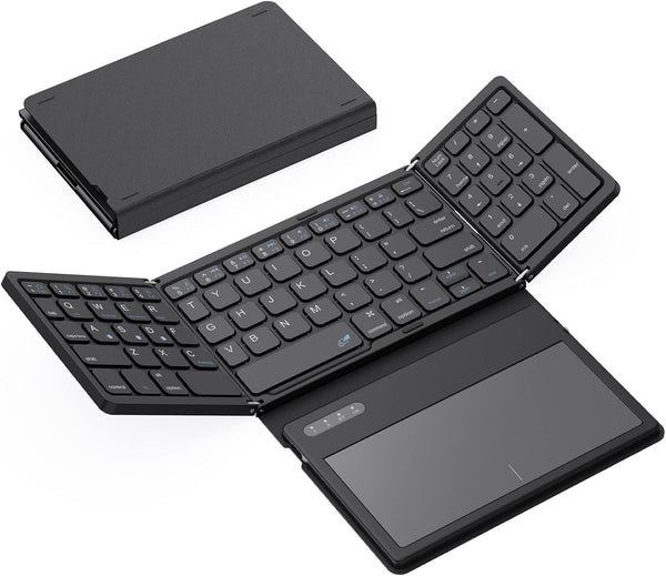 Foldable Bluetooth Keyboard, Portable Full Size with Touchpad, Wireless Travel Keyboard for Windows, iOS, Android