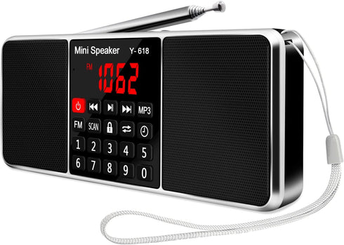 LEFON Multifunction Digital FM Radio Media Speaker MP3 Music Player with LED Screen, TF Card, USB Drive, Timing