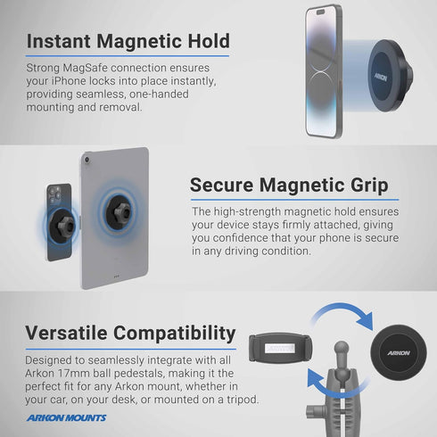 ARKON 20 360 Mounts Car Vent Phone Mount | Powerful Magnets | Quick Rotation | Stable Vent Mount | Magnetic Phone