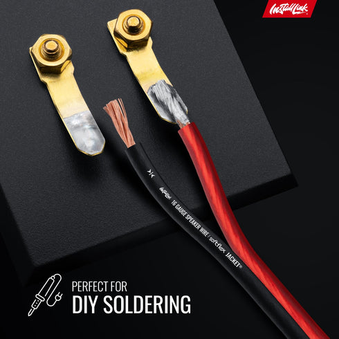 Install Link 16 AWG Gauge Speaker Wire Cable, 30 Feet, Stereo for Car or Home Theater, CCA