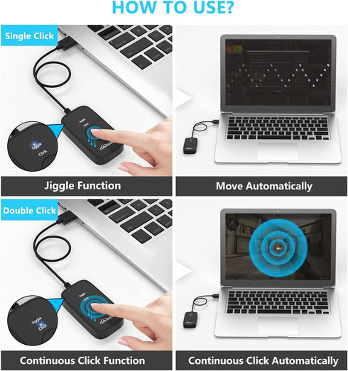 Mouse Jiggler Undetectable for Computer, USB Mouse Mover, Automatic Click Device, Plug & Play
