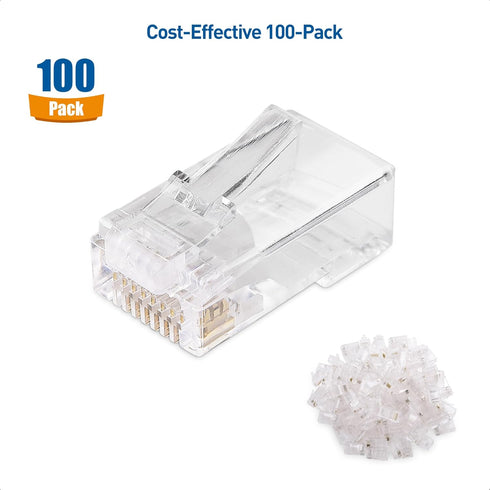 Cable Matters 100-Pack RJ45 Pass Through Connectors (Cat 6 Ends / Cat6 Connector / Ethernet Plugs) for UTP Ethernet