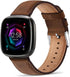 Leather Bands Compatible with Fitbit Versa 4/Versa 3/Sense 2/Sense, Classic Genuine Leather Replacement Wristbands Straps for Women Men