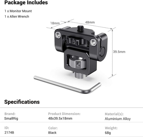SMALLRIG Monitor Mount - EVF Holder Support with Locating Pins for ARRI Standard - 2174