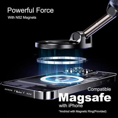 LnkXT Magnetic Phone Holder for Car,Vacuum Suction Cup Phone Mount,Magsafe Car Mount for iPhone, No Need Charge,Folding
