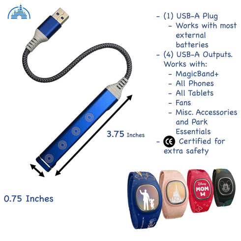 MultiCharger for MagicBand+, MagicBand + & Magic Band Compatible with FuelRod and Other External Battery. Disney World Accessories for Trip to Disneyland or Cruise (USB-A, 1-Pack)