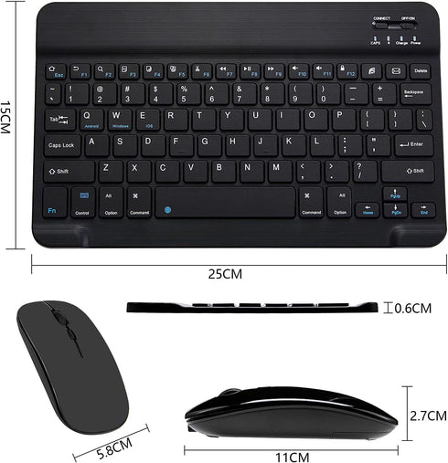 Ultra-Slim Bluetooth Keyboard and Mouse Combo, Rechargeable Portable Wireless Keyboard Mouse Set for Apple iPad iPhone