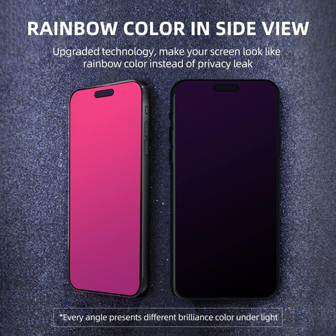 EGKimBa Privacy Screen Protector for iPhone 15 Pro, 6.1 inch Gradient Colorful Anti-Spy Anti-Blue Light Tempered Glass