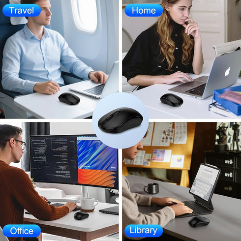 ABCPOW 2.4GHz 3 4 1600 Wireless Mouse for Laptop Computer Mouse Wireless, Computer Mice Adjustable DPI Office Cordless